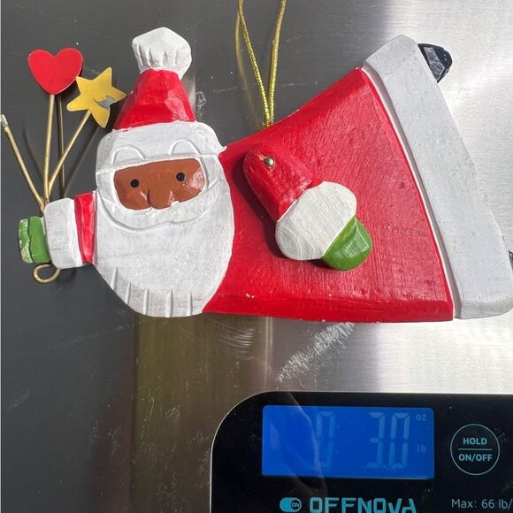 VINTAGE Wooden Carved Brown Santa Claus Ornament 6" Handmade Christmas Decor - Picture 6 of 8